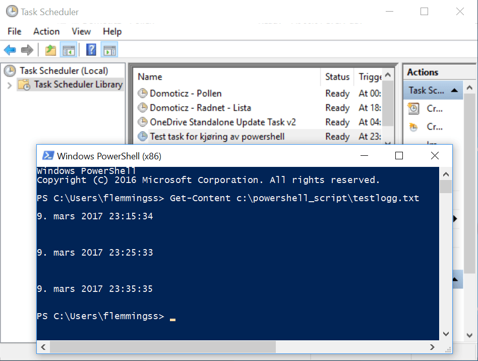 backup wifi passwords automatically Windows Task Scheduler creating a task to run PowerShell script