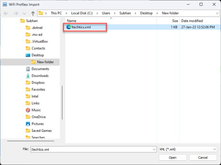 backup wifi passwords windows Windows File Explorer showing exported WiFi profile XML files