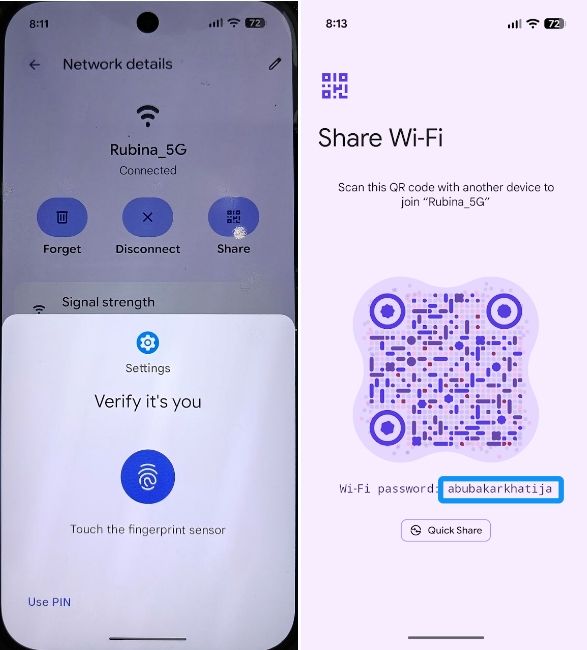 beginner wifi password recovery tutorial Android WiFi settings share QR code password view