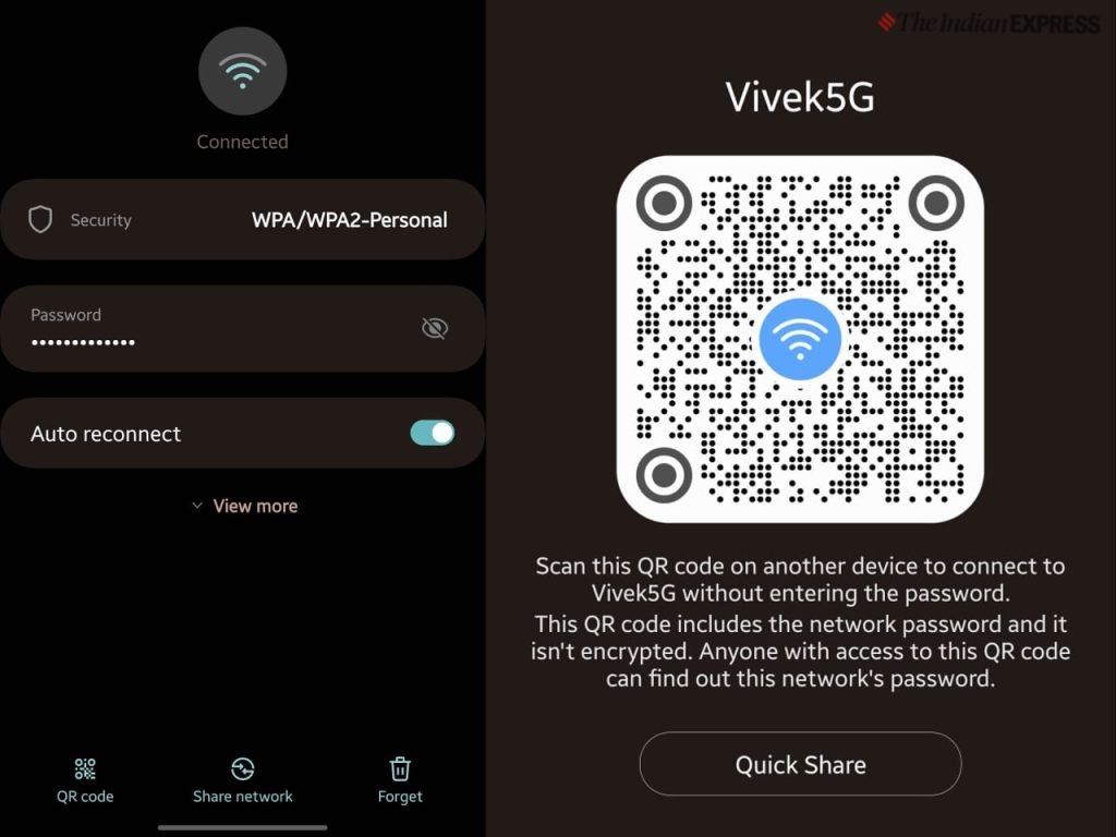 find saved wifi password android Android Wi-Fi share QR code screen with password hidden