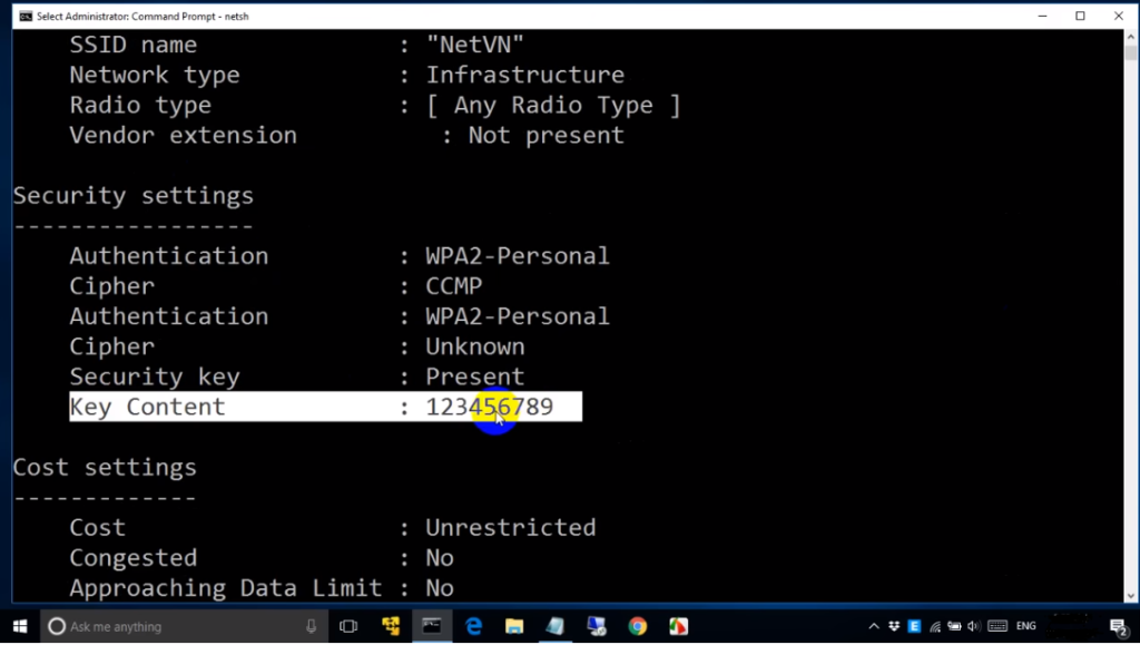 find saved wifi password from registry Command Prompt running as administrator