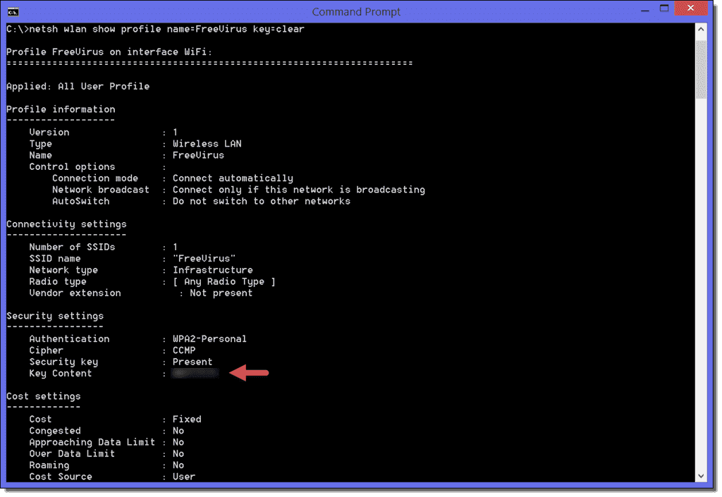 free wifi password recovery software Windows Command Prompt netsh wlan show profile key content password recovery