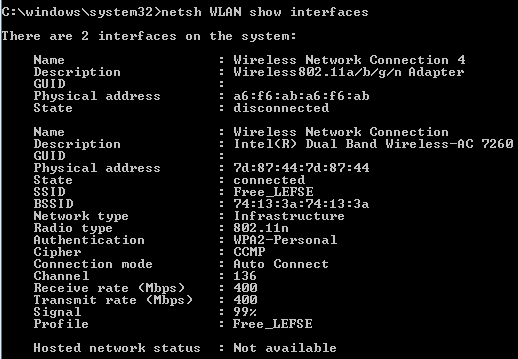 free wifi password recovery utility Command prompt showing netsh wlan show profile command output with password