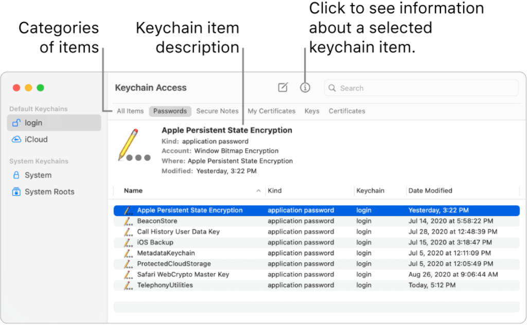 free wifi password recovery utility Keychain Access app on macOS showing WiFi network password reveal