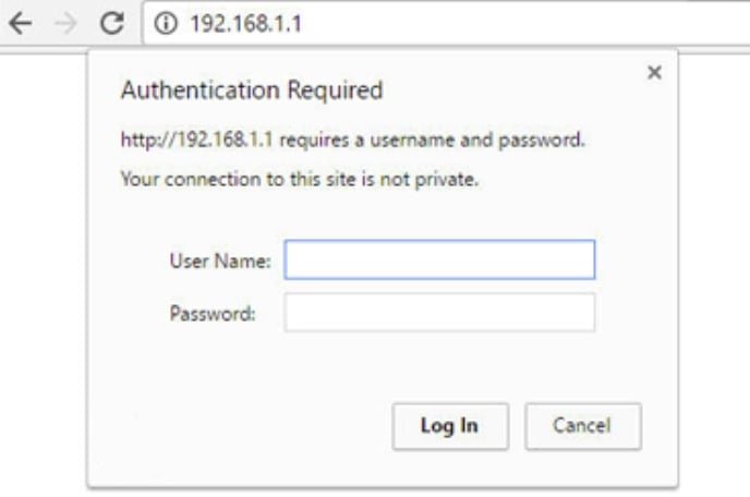 home wifi password recovery Router admin login page at IP address 192.168.1.1 in browser