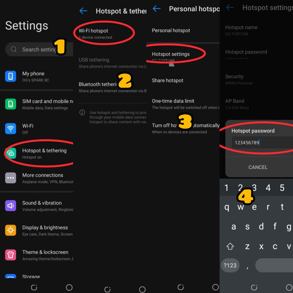 hotspot wifi password recovery Android 13 WiFi settings show hotspot password QR code