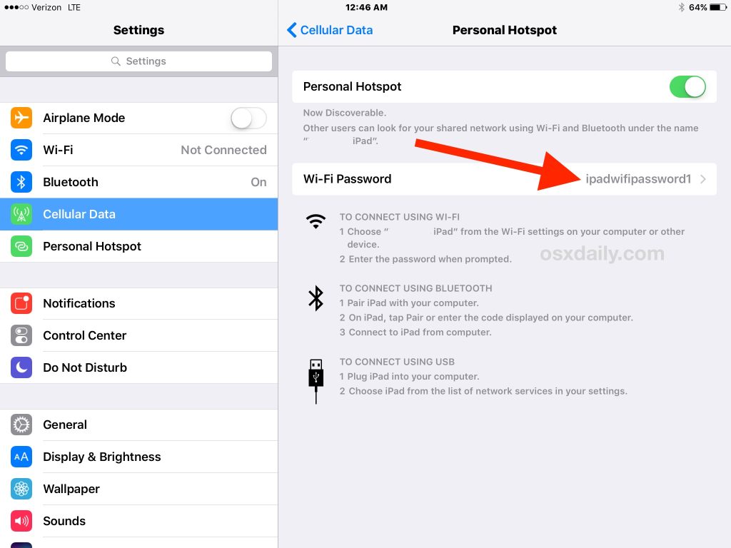 hotspot wifi password recovery iPhone Personal Hotspot password display in settings