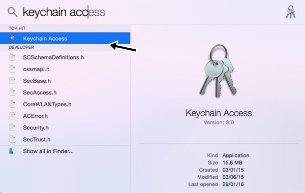 hotspot wifi password recovery macOS Keychain Access WiFi password show checkbox
