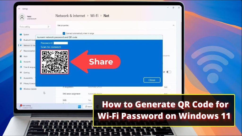 how to recover wifi password from qr code Uploading QR code image to online decoder website on laptop
