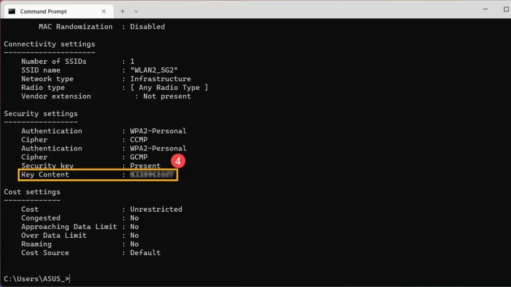 recover forgotten wifi password on laptop Windows Command Prompt access denied administrator error
