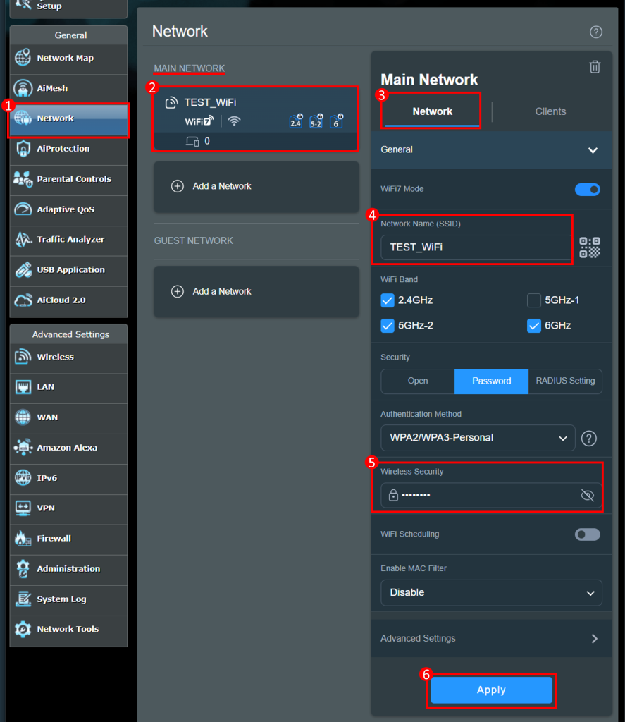 recover wifi password from asus router Asus router admin dashboard with network map overview