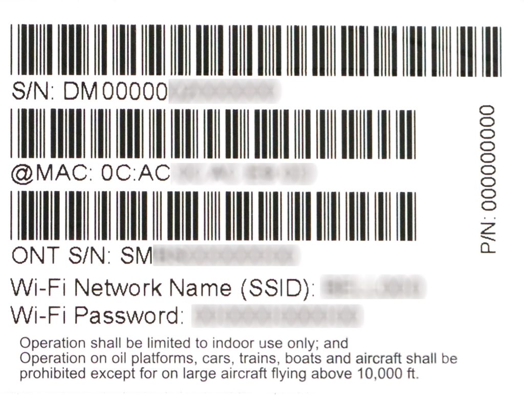 recover wifi password from modem Modem sticker showing IP address and admin login credentials
