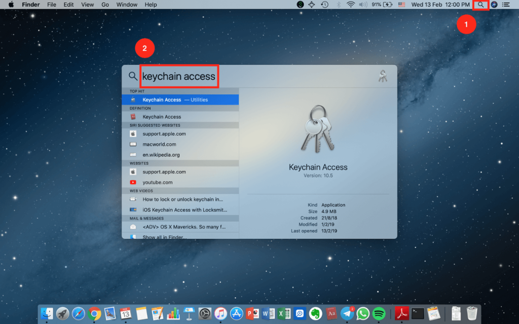 recover wifi password on desktop Mac Keychain Access app showing WiFi network password reveal checkbox