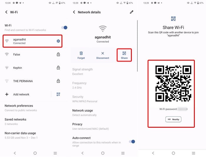 recover wifi password on vivo Vivo WiFi network details QR code share button