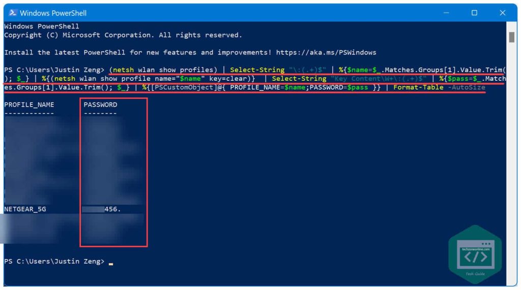 view saved wifi password using powershell Windows PowerShell Admin menu right-click start