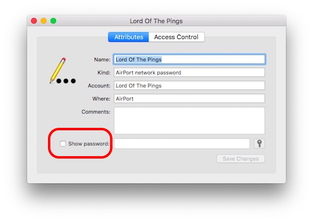 wifi password recovery after macos update Keychain Access WiFi password dialog with Show password checkbox and prompt for admin password
