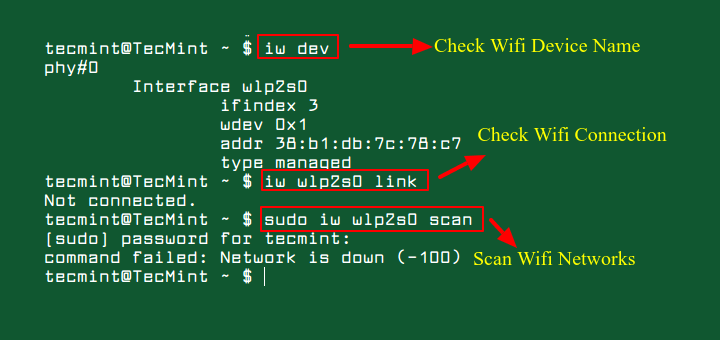 wifi password recovery after software update Linux terminal nmcli command output with wifi password