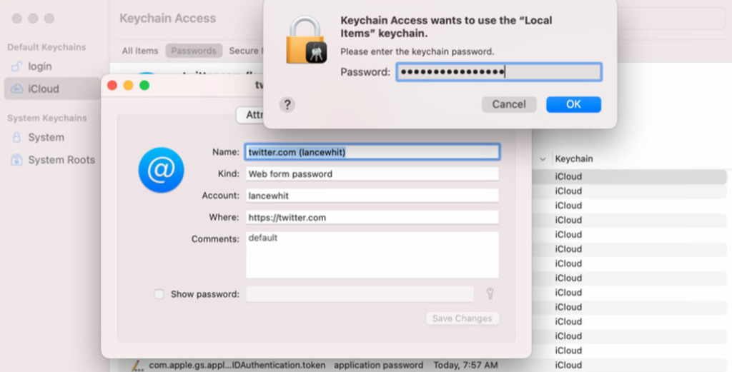wifi password recovery for mac users Mac Keychain Access showing revealed WiFi password in plain text