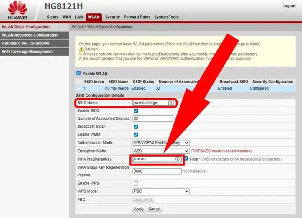 wifi password recovery for office networks Router admin interface wireless security settings showing WiFi password