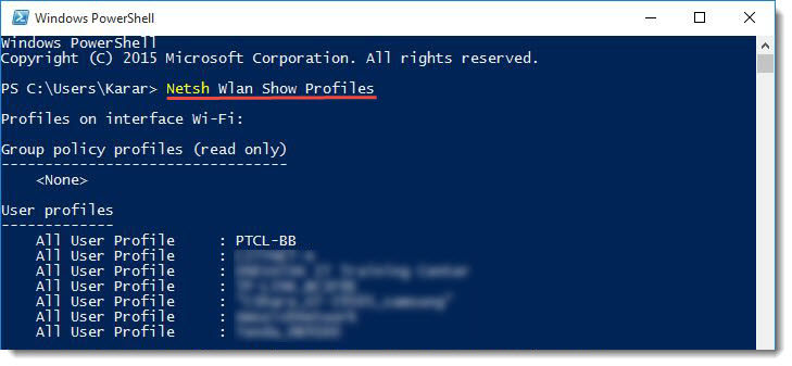 wifi password recovery powershell tutorial netsh wlan show profiles output PowerShell