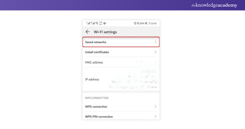 wifi password recovery tips Android WiFi settings screen showing saved networks