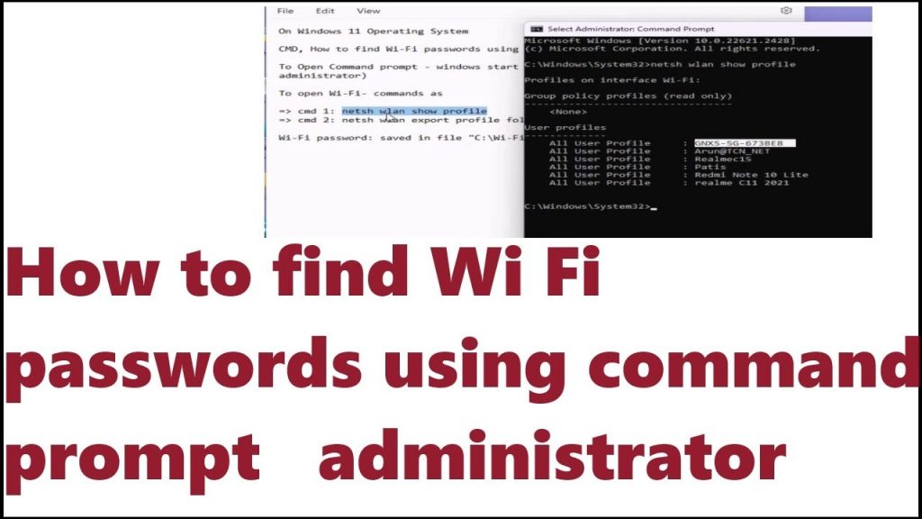wifi password recovery via terminal Windows Command Prompt netsh wlan show profile command