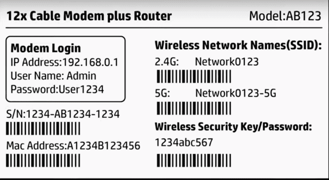 wifi password recovery with modem config modem sticker with IP address and login details
