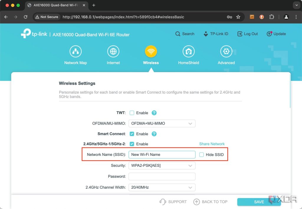 wifi password recovery with modem config router WiFi settings page showing SSID and password