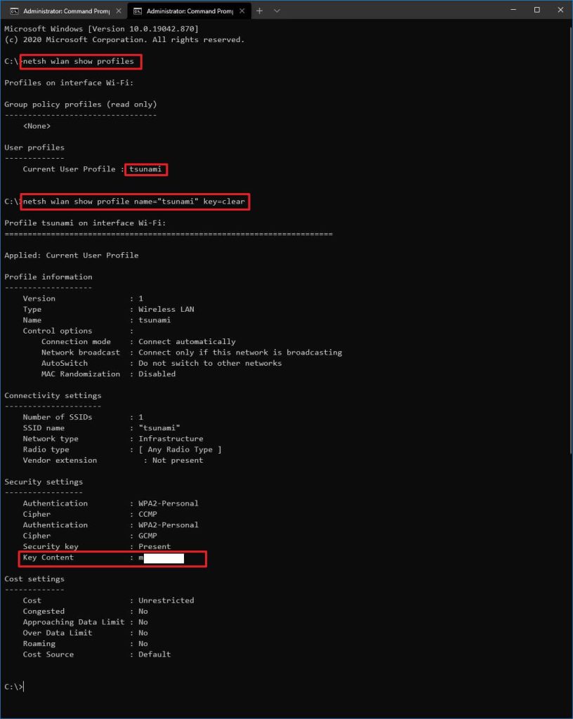 wifi password recovery with netsh Windows Command Prompt run as administrator right-click menu