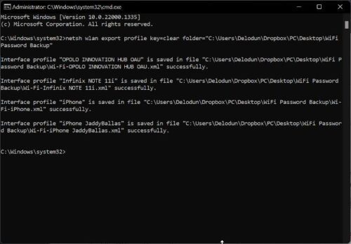 backup wifi passwords to usb Windows Command Prompt run as administrator