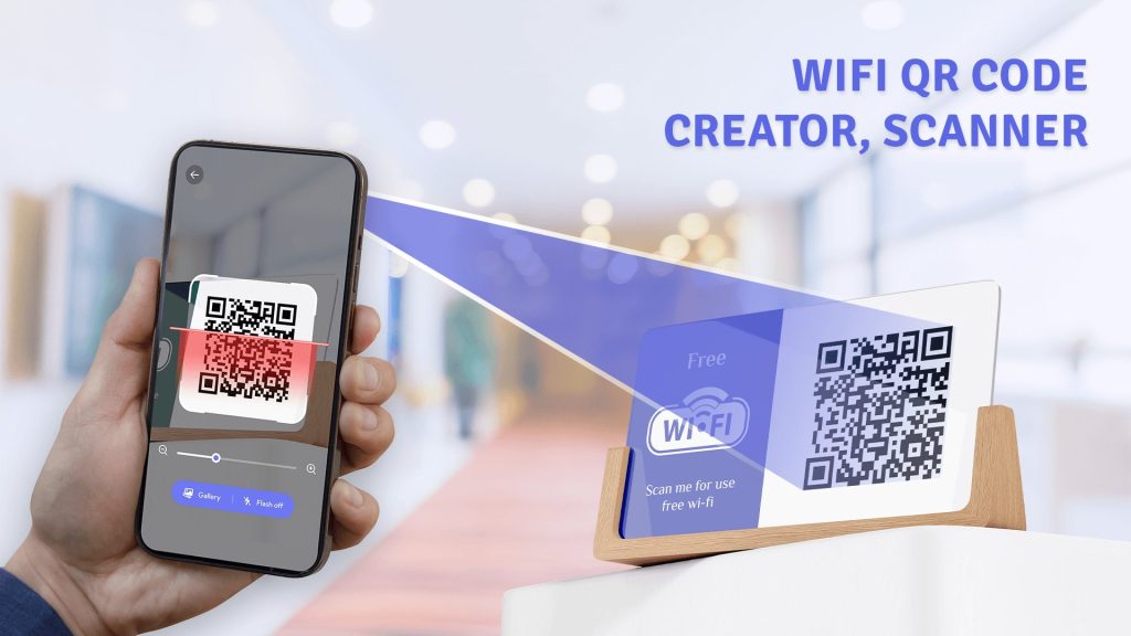 best free wifi password recovery software Android smartphone screen showing WiFi QR code sharing with password visible