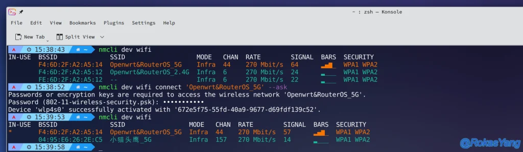 best wifi password recovery utility Linux terminal with nmcli command showing WiFi SSID and password
