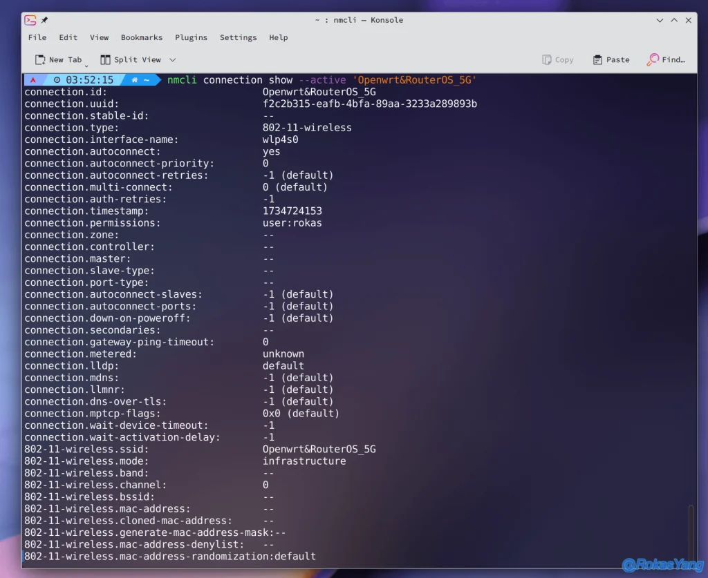 export wifi passwords linux Terminal window showing nmcli connection show with password revealed