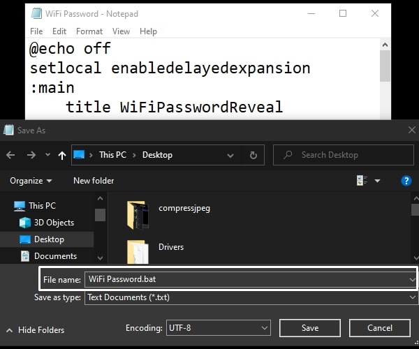 export wifi passwords to text file Notepad writing batch script for netsh wifi password export