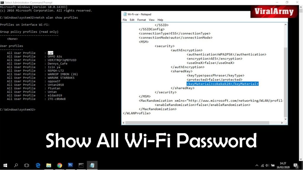 export wifi passwords with cmd command prompt redirect output to text file example