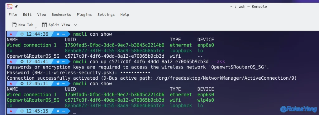 fastest wifi password recovery method Linux terminal with nmcli command showing WiFi password