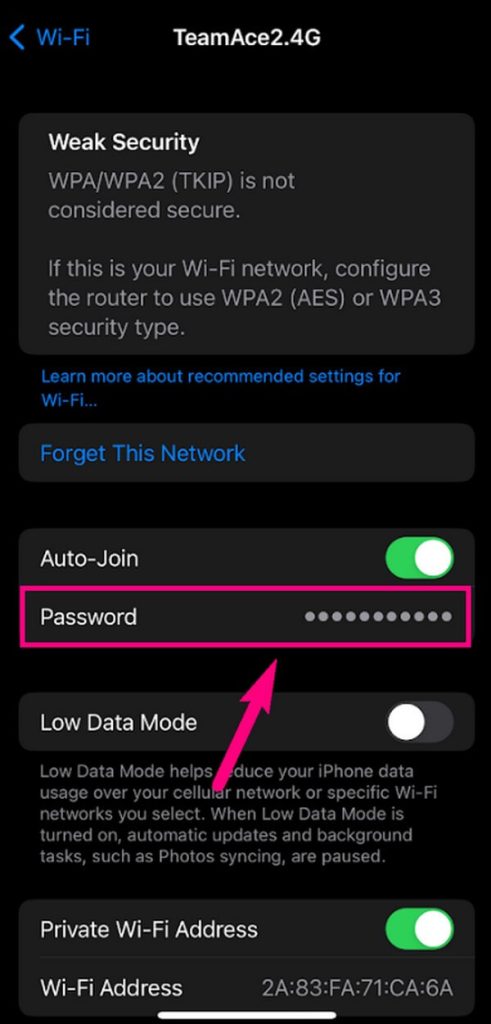 find saved wifi password iphone Face ID authentication prompt on iPhone for password reveal