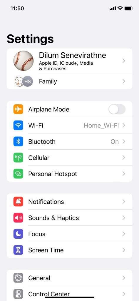 find saved wifi password iphone iPhone Settings main menu showing Wi-Fi option