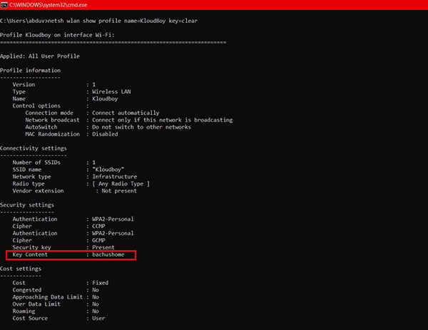 find saved wifi password windows Windows Command Prompt run as administrator context menu