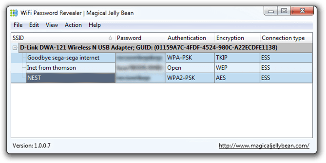 forgotten wifi password recovery software WirelessKeyView list of saved networks with passwords visible