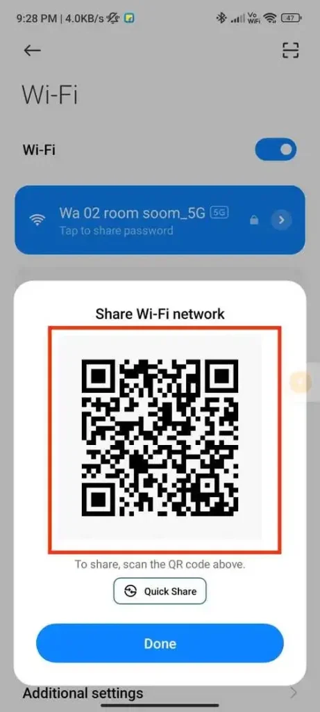 free wifi password recovery for android Android network details page with share icon and QR code