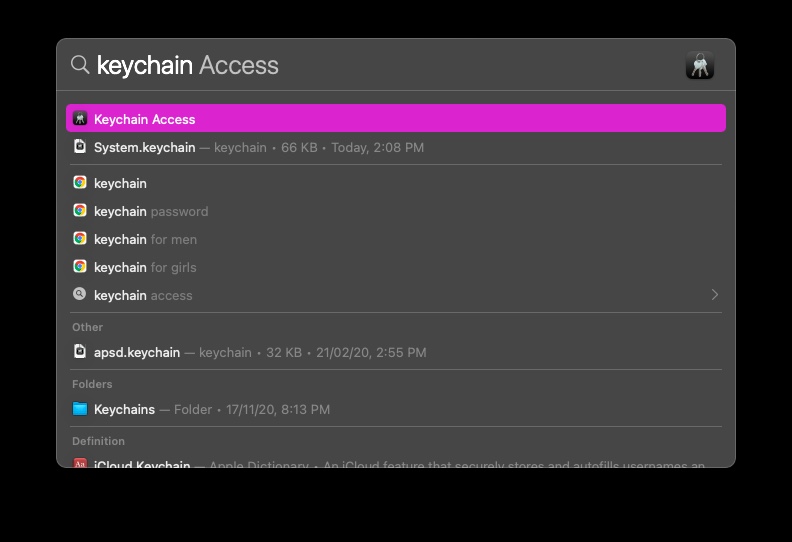 how to recover wifi password from keychain Keychain Access search result showing WiFi network name