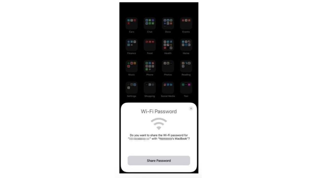 how to recover wifi password without reset iPhone WiFi password share popup