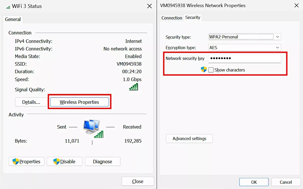 lightweight wifi password recovery software WirelessKeyView showing saved WiFi passwords list with SSID and Key columns