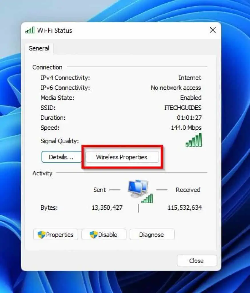 personal wifi password recovery Windows 11 WiFi settings network properties show password