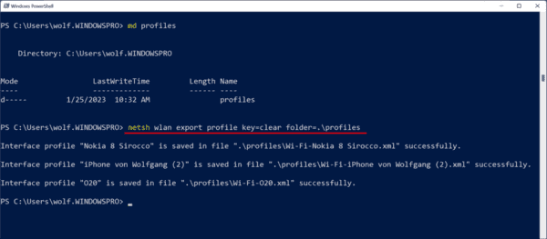 PowerShell script to export WiFi passwords automatically