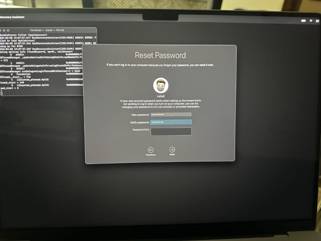 recover forgotten wifi password using terminal terminal window showing wifi password with security command on macOS