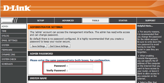 recover wifi password from d link router D-Link router admin dashboard after successful login showing menu options