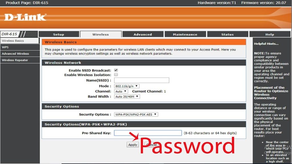 recover wifi password from d link router D-Link wireless security page with Pre-Shared Key field showing the password in plain text