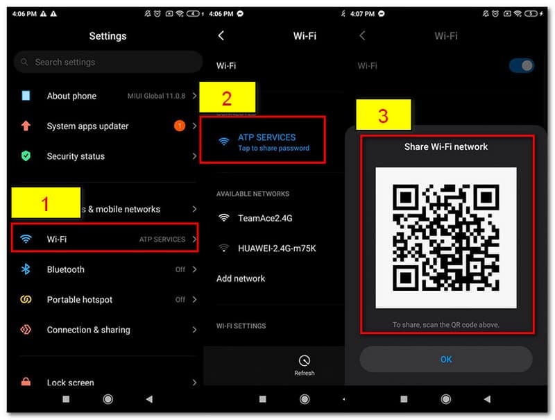 recover wifi password on android phone Android WiFi QR code share button screenshot